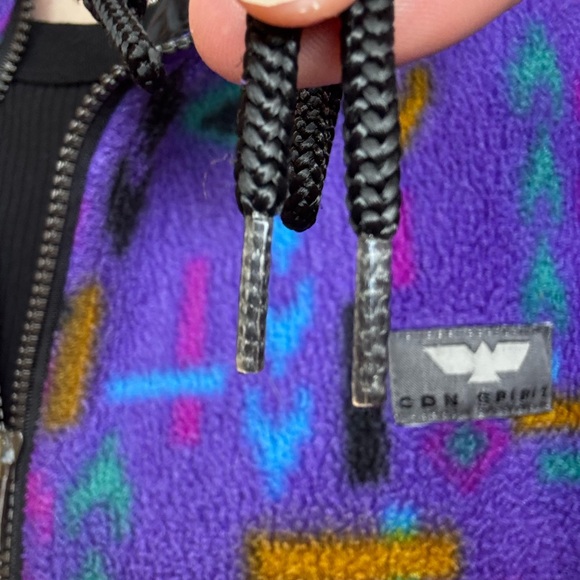 Warm vintage multicoloured pattered zip up with hood size small (oversized fit) - Picture 5 of 8